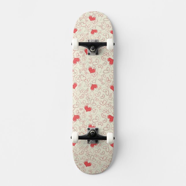 Niedlicher Herz-Hintergrund Skateboard (Vorderseite)