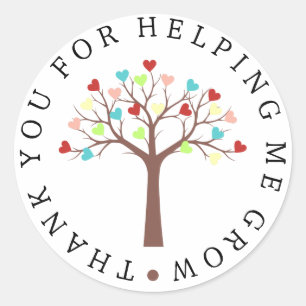 Niedlicher Herzbaum Danke, dass du mir beim Wachse Runder Aufkleber