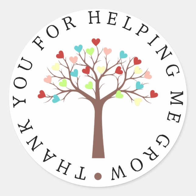 Niedlicher Herzbaum Danke, dass du mir beim Wachse Runder Aufkleber (Vorderseite)