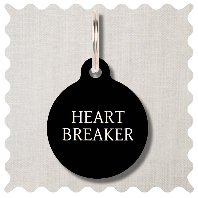 Niedlicher Herzschlag Moderner Black Dog Pet ID-Ta Haustiermarke (Funny Heart Breaker Dog ID Tag in Modern Black )