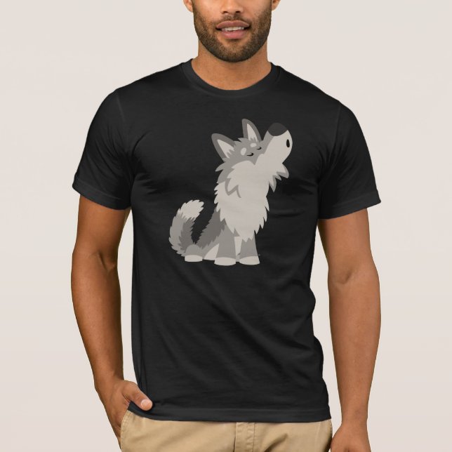 Niedlicher HeulenCartoon-Wolf-T - Shirt (Vorderseite)