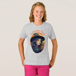 Niedlicher Hexendesignkids-Halloween-T - Shirt