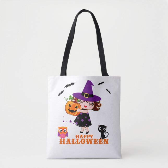 niedlicher Hexenhalloween-Totenbeutel (Vorderseite)