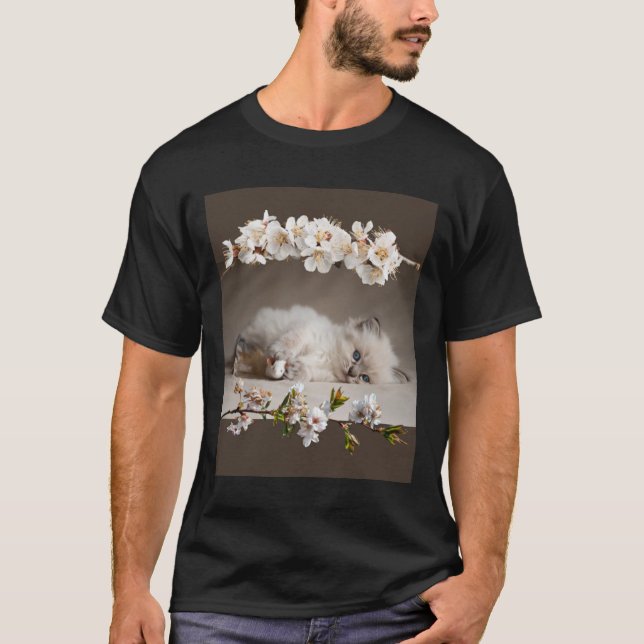 Niedlicher Himalayan Kitten mit Blume Rasse Lover  T-Shirt (Vorderseite)