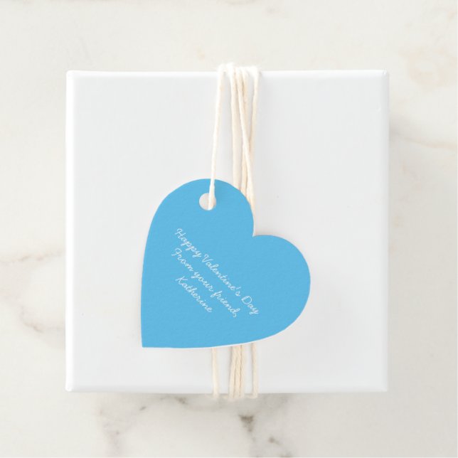 Niedlicher Himmelsblauer Herzens Valentinstag-Klas Geschenkanhänger (Beispiel)