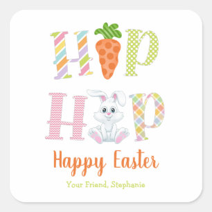 Niedlicher Hip Hop Bunny Happy Oaster Leckerei Quadratischer Aufkleber