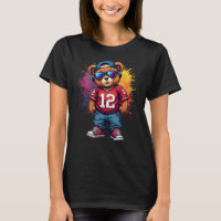 Niedlicher Hip Hop Teddy Bear Football T - Shirt