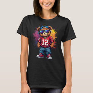Niedlicher Hip Hop Teddy Bear Football T - Shirt
