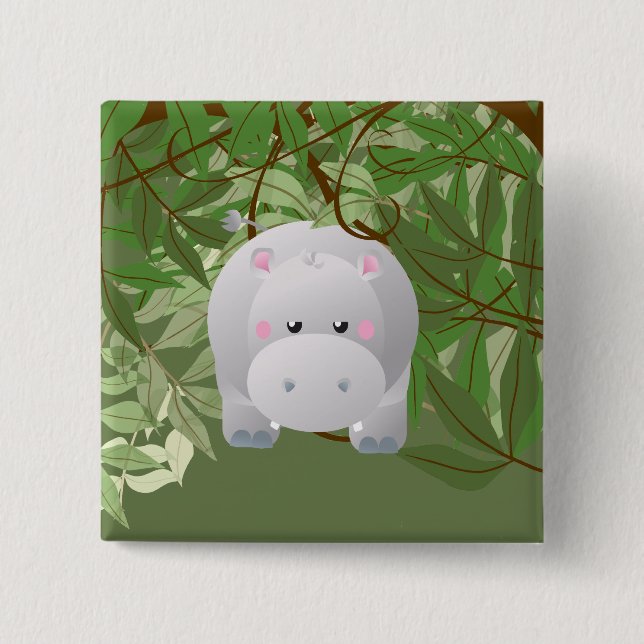 Niedlicher Hipo Jungle Animes Party Button (Vorderseite)