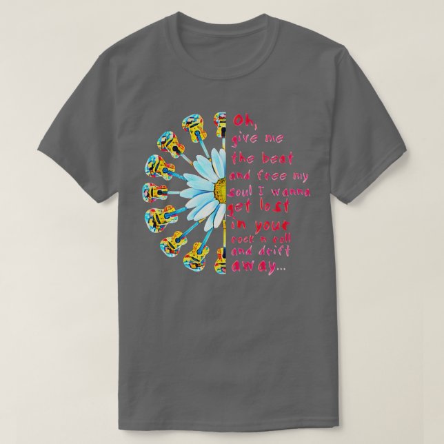 Niedlicher Hippie Drift away Rock'n'Roll Blumen T-Shirt (Design vorne)
