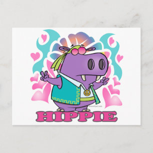 niedlicher Hippie-Hippie-Hippie-Cartoon mit Text Postkarte