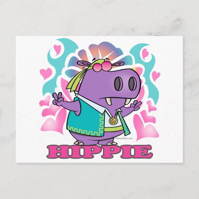 niedlicher Hippie-Hippie-Hippie-Cartoon mit Text Postkarte (Vorderseite)