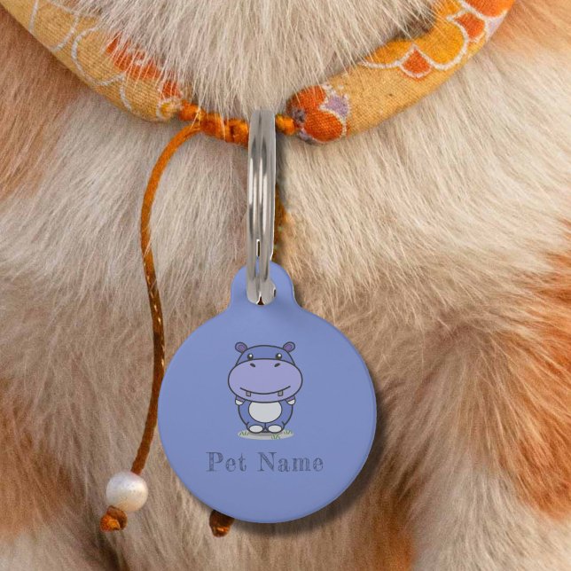 Niedlicher Hippo Blue Pet Tag Haustiermarke (Cute Hippo Blue Pet Tag)