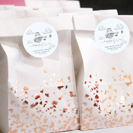 Niedlicher Hippo Fliegt Flugzeug & Wolken, erster Runder Aufkleber