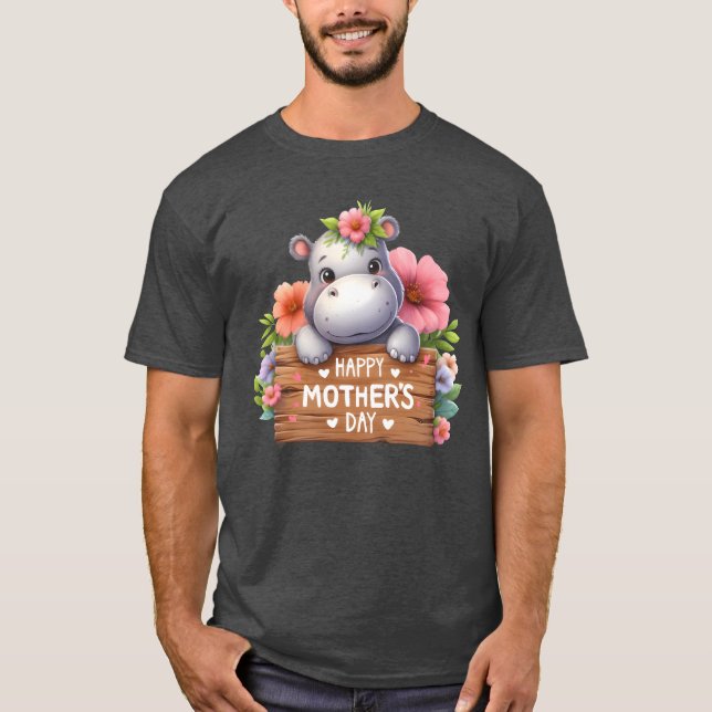 Niedlicher Hippo Happy Mother's Day T-Shirt (Vorderseite)