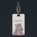 Niedlicher Hippo-Individuelle Name  Gepäckanhänger<br><div class="desc">niedliche Hippie-Abbildung personalisierter Name Gepäckanhänger</div>