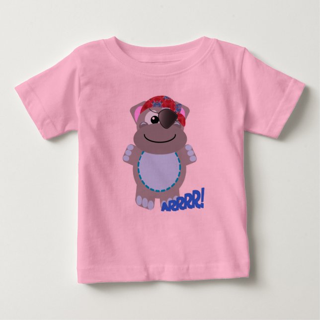 Niedlicher Hippo-Pirat Baby T-shirt (Vorderseite)