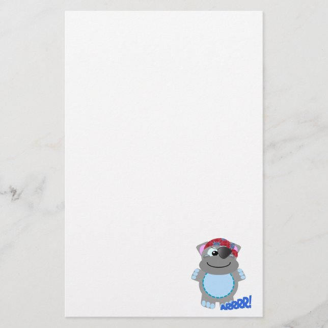 Niedlicher Hippo-Pirat Briefpapier (Vorderseite)