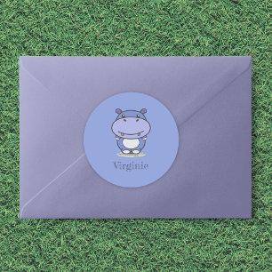 Niedlicher Hippo-Sticker Runder Aufkleber