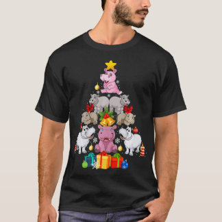 Niedlicher Hippo-Weihnachtsbaum Hippopotamus Weihn T-Shirt