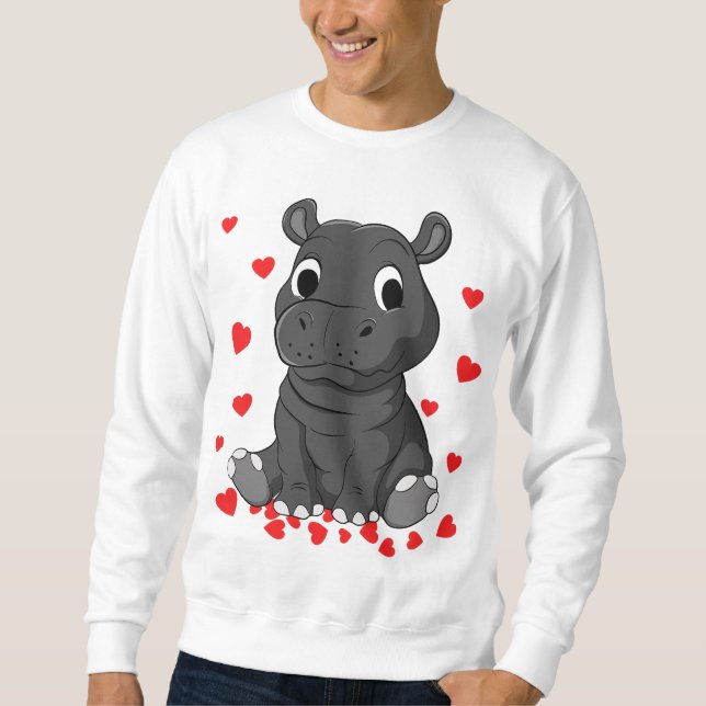 niedlicher Hippopotamus Valentinstag Hippo Liebe Sweatshirt (Vorderseite)