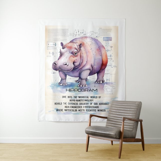 Niedlicher Hippopotamus Wandteppich (Beispiel)