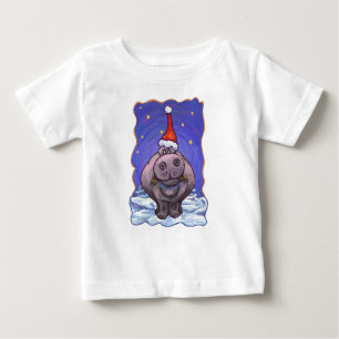 Niedlicher Hippopotamus Weihnachten Baby T-shirt