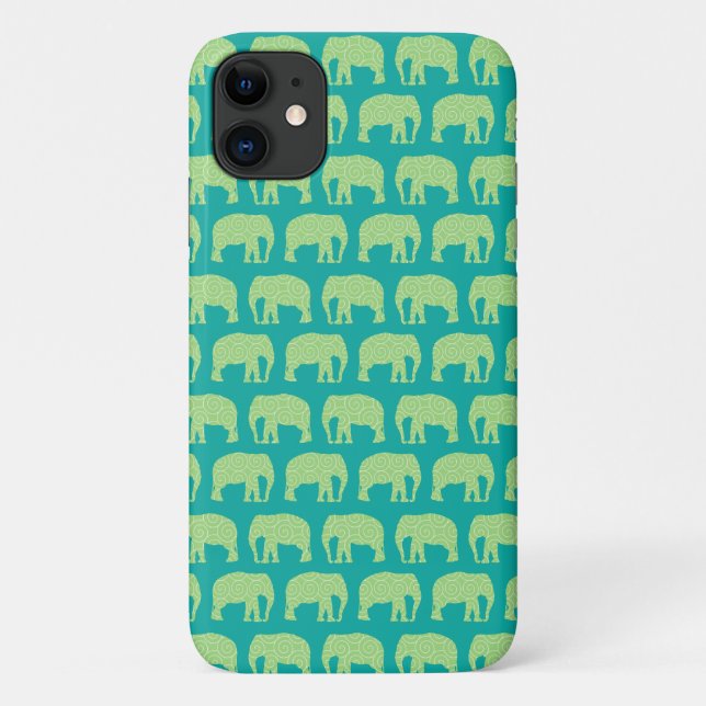 Niedlicher Hipster Elephant Muster Aquamarin grün Case-Mate iPhone Hülle (Rückseite)