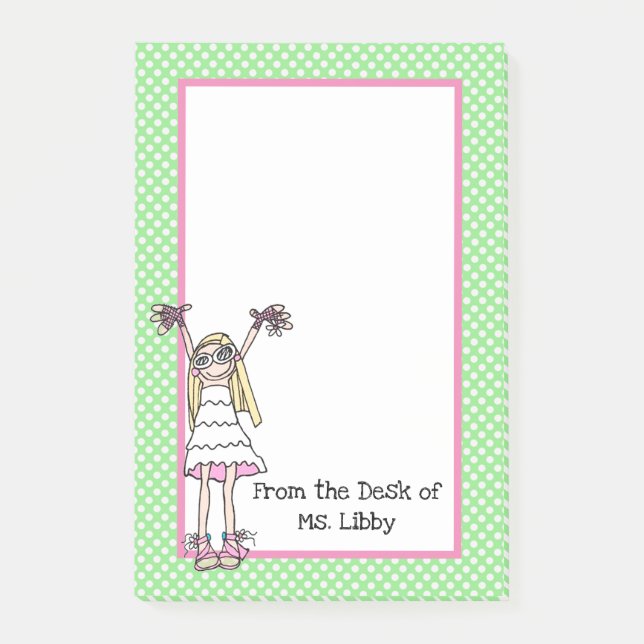 Niedlicher Hipster Girl Post-it Klebezettel (Vorderseite)