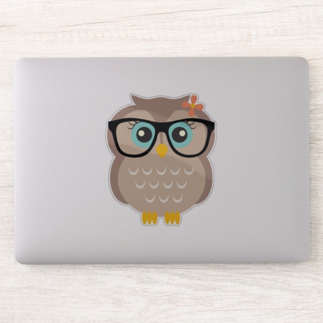 Niedlicher Hipster Girly Owl Aufkleber (Computer)