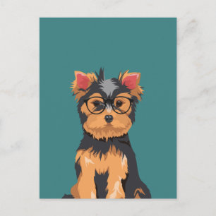Niedlicher Hipster Little Yorkshire Terrier Postkarte