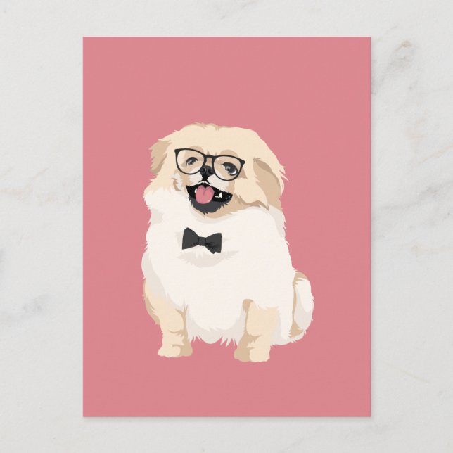 Niedlicher Hipster Pekingese Welpe für Hundefreund Postkarte (Vorderseite)