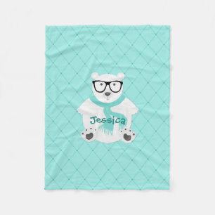 Niedlicher Hipster Polarbär Aquamarine Imitate Nam Fleecedecke