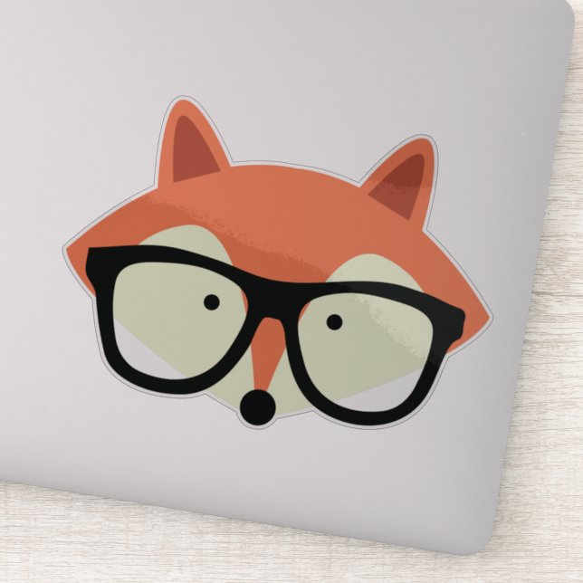 Niedlicher Hipster Red Fox Aufkleber (Detail)