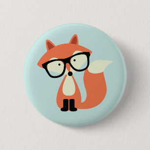 Niedlicher Hipster Red Fox Button