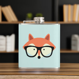 Niedlicher Hipster Red Fox Flachmann