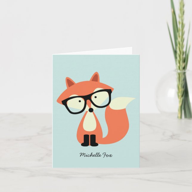 Niedlicher Hipster Red Fox geklappt Dankeschön Hin (Vorderseite)