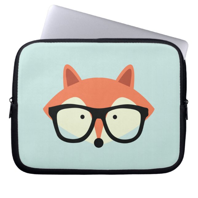 Niedlicher Hipster Red Fox Laptopschutzhülle (Vorderseite)