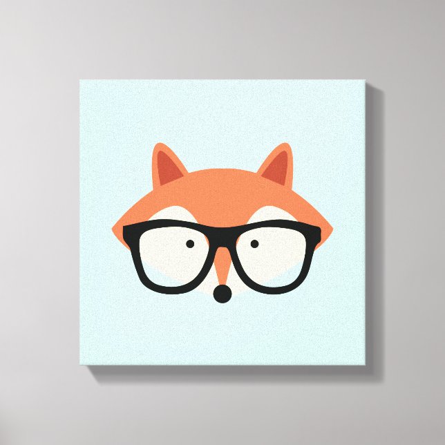 Niedlicher Hipster Red Fox Leinwanddruck (Vorderseite)