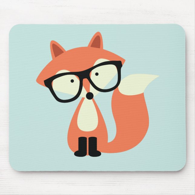 Niedlicher Hipster Red Fox Mousepad (Vorne)