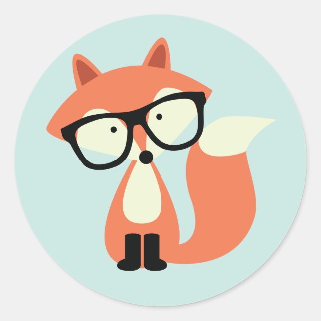 Niedlicher Hipster Red Fox Runder Aufkleber (Vorderseite)