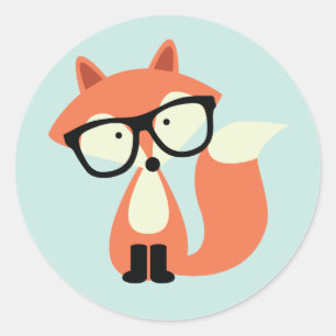 Niedlicher Hipster Red Fox Runder Aufkleber