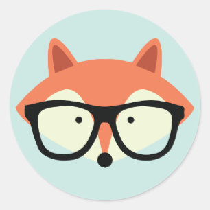 Niedlicher Hipster Red Fox Runder Aufkleber