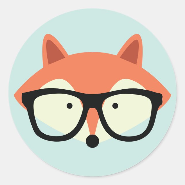 Niedlicher Hipster Red Fox Runder Aufkleber (Vorderseite)