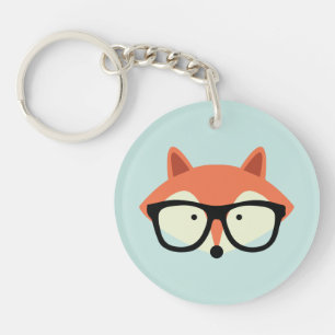 Niedlicher Hipster Red Fox Schlüsselanhänger