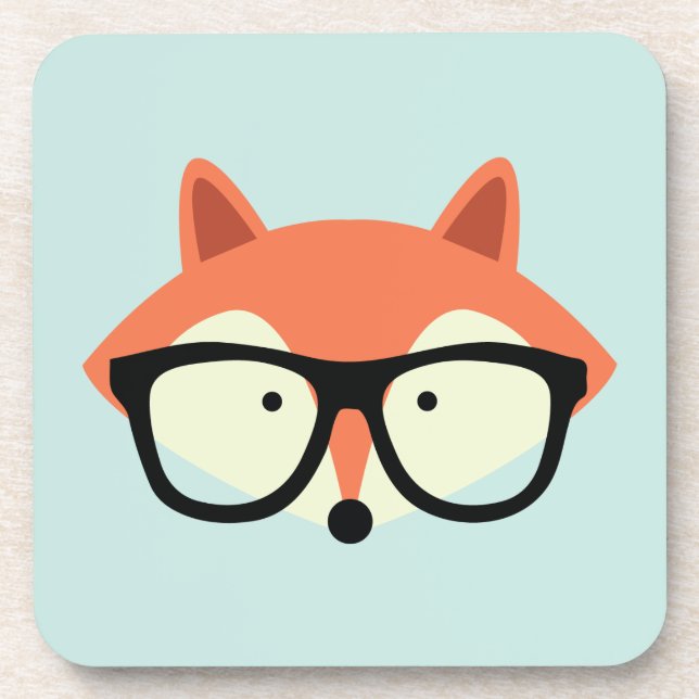 Niedlicher Hipster Red Fox Untersetzer (Vorderseite)
