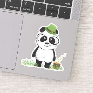 Niedlicher Hipster St Patricks Day Panda Bär Zeich Aufkleber
