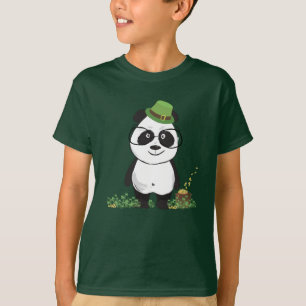 Niedlicher Hipster St Patricks Day Panda Bär Zeich T-Shirt