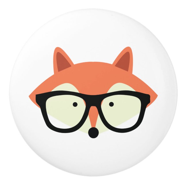 Niedlicher Hipsterroter Fox Keramikknauf (Vorderseite)
