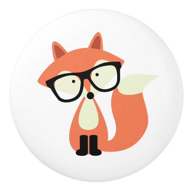 Niedlicher Hipsterroter Fox Keramikknauf (Vorderseite)